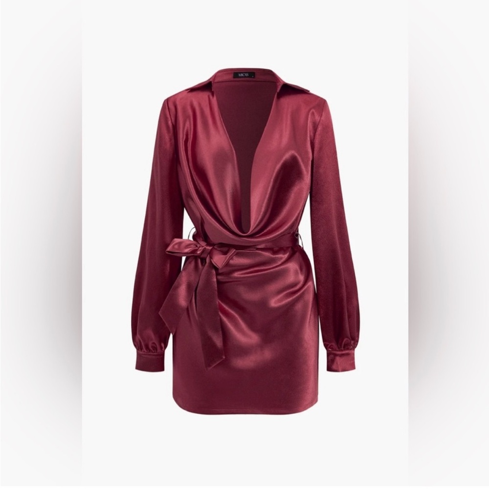 Elegant Satin Burgundy Dress